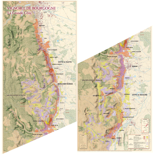 landkaart Vignoble de Bourgogne 30x40