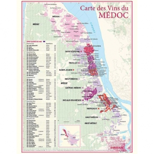 Kaart wijnen van de Medoc 30x40